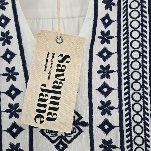 Savanna Jane NWT embroidered Boho peasant dress Size 3X white & blue - Picture 5 of 9